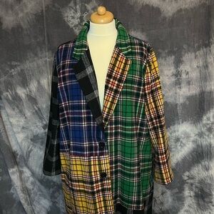 Current mood multi plaid jacket